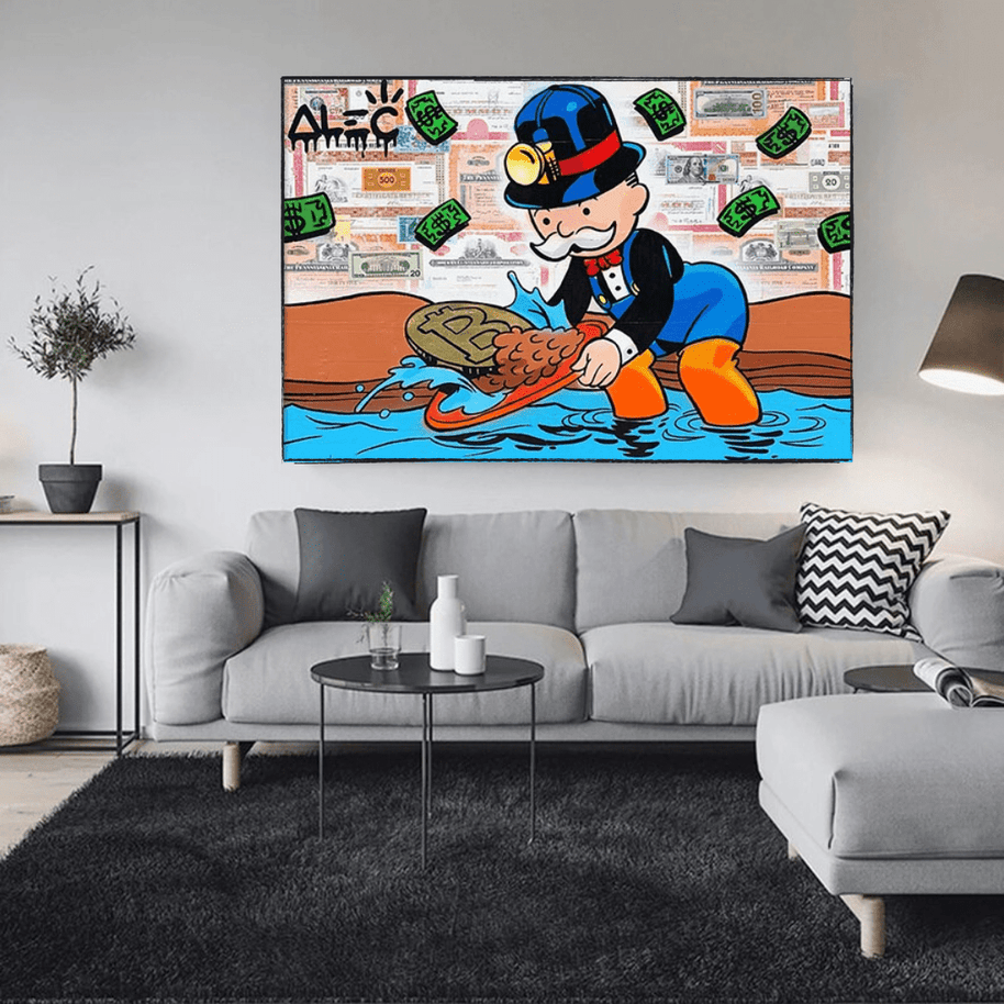 Alec Monopoly Millionaire BITCOIN Mining Canvas Wall Art-MinimalisticDecor.com