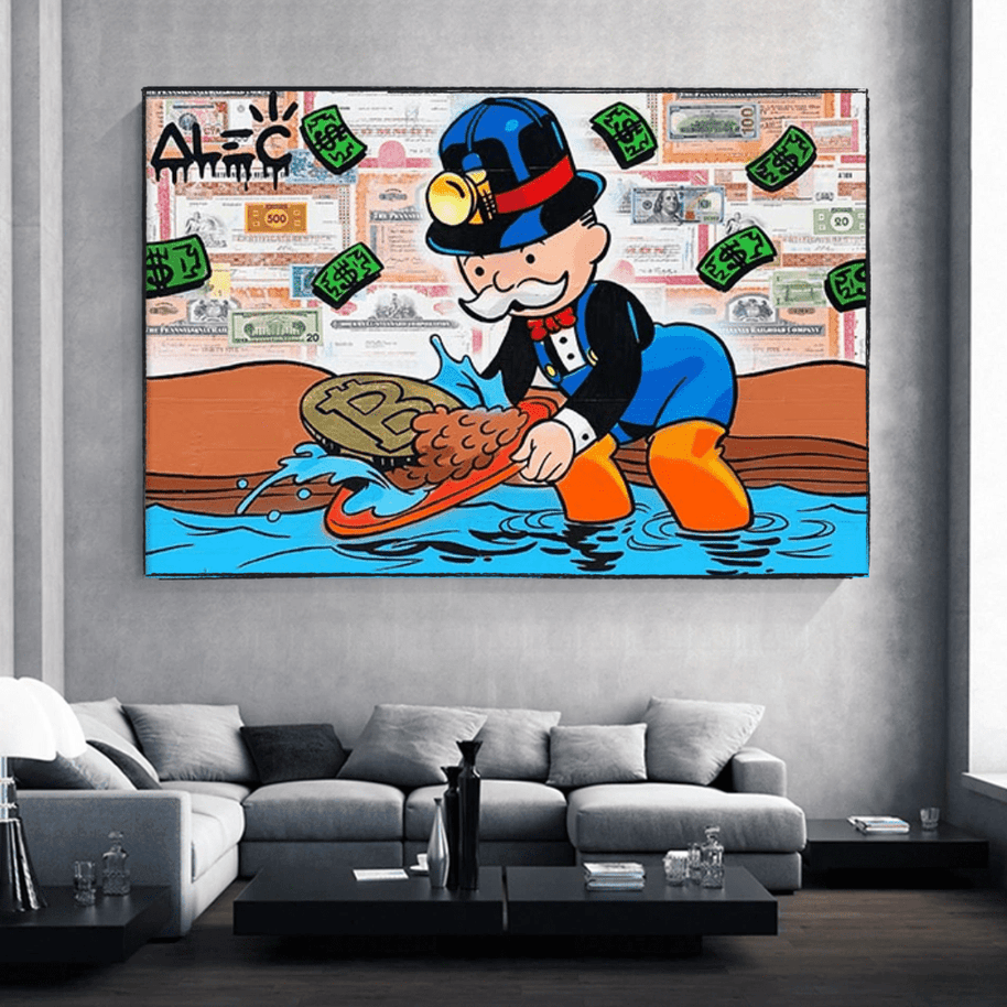 Alec Monopoly Millionaire BITCOIN Mining Canvas Wall Art-MinimalisticDecor.com