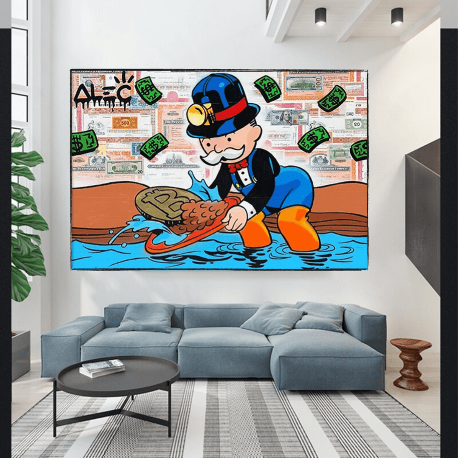 Alec Monopoly Millionaire BITCOIN Mining Canvas Wall Art-MinimalisticDecor.com