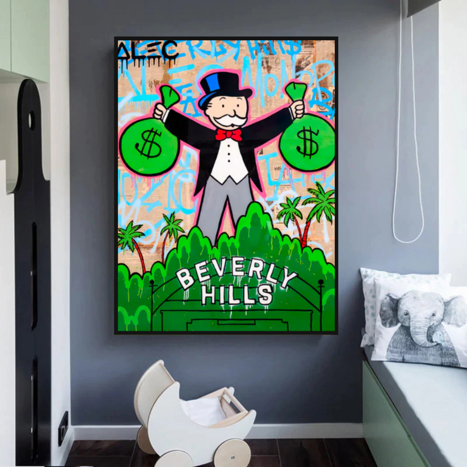Alec Monopoly Millionaire in Beverly Hills Canvas Wall Art-MinimalisticDecor.com