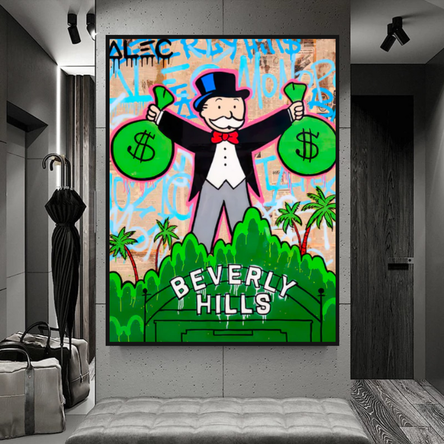 Alec Monopoly Millionaire in Beverly Hills Canvas Wall Art-MinimalisticDecor.com