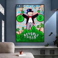 Alec Monopoly Millionaire in Beverly Hills Canvas Wall Art-MinimalisticDecor.com