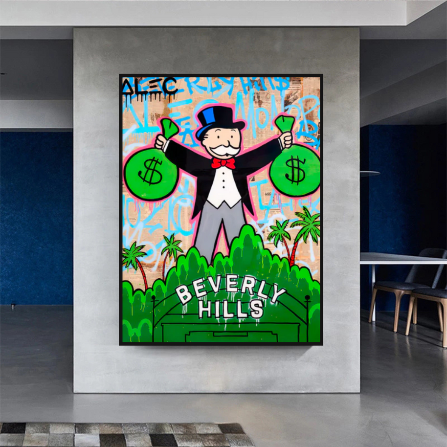 Alec Monopoly Millionaire in Beverly Hills Canvas Wall Art-MinimalisticDecor.com