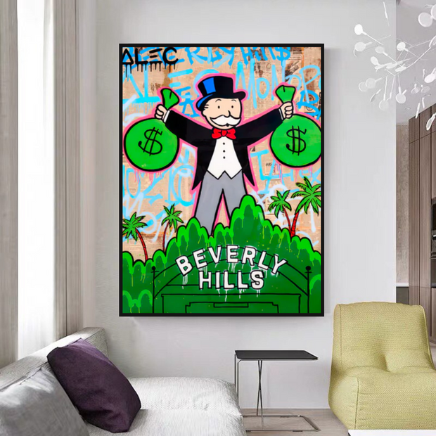 Alec Monopoly Millionaire in Beverly Hills Canvas Wall Art-MinimalisticDecor.com
