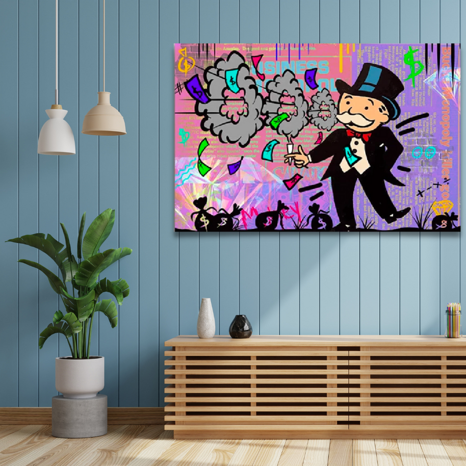 Alec Monopoly Millionaire Money Hoops Canvas Wall Art-MinimalisticDecor.com