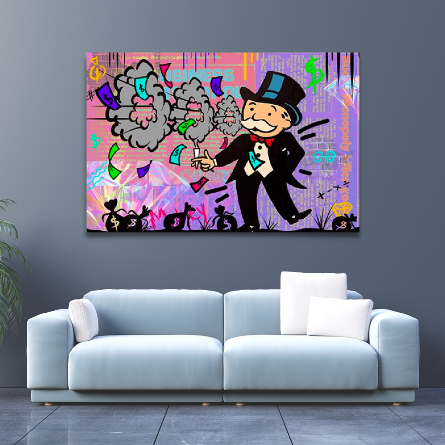 Alec Monopoly Millionaire Money Hoops Canvas Wall Art-MinimalisticDecor.com