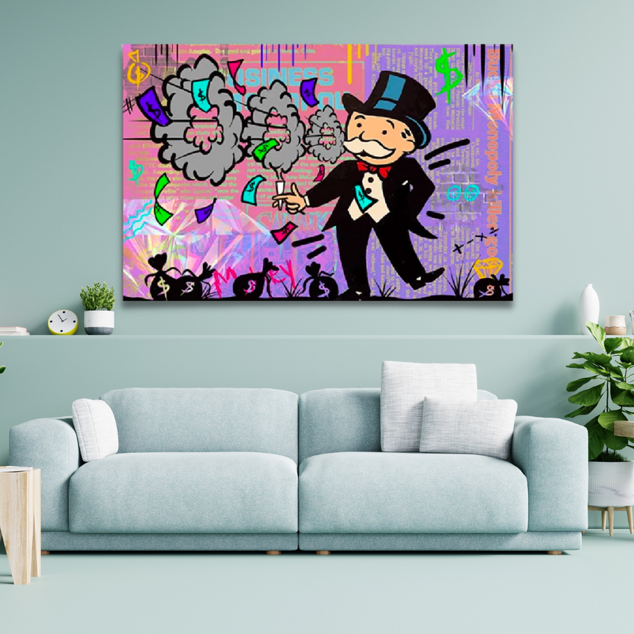 Alec Monopoly Millionaire Money Hoops Canvas Wall Art-MinimalisticDecor.com