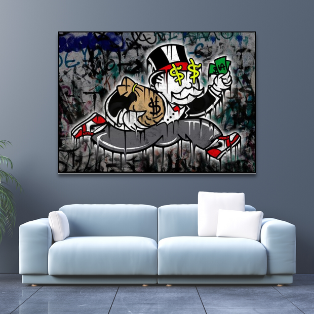 Alec Monopoly Millionaire Money Never Sleeps Canvas Wall Art-MinimalisticDecor.com