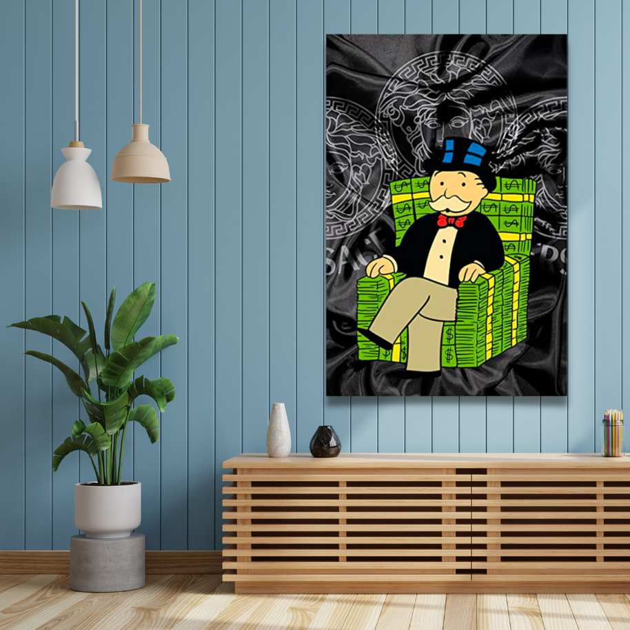Alec Monopoly Millionaire on Dollars Canvas Wall Art-MinimalisticDecor.com