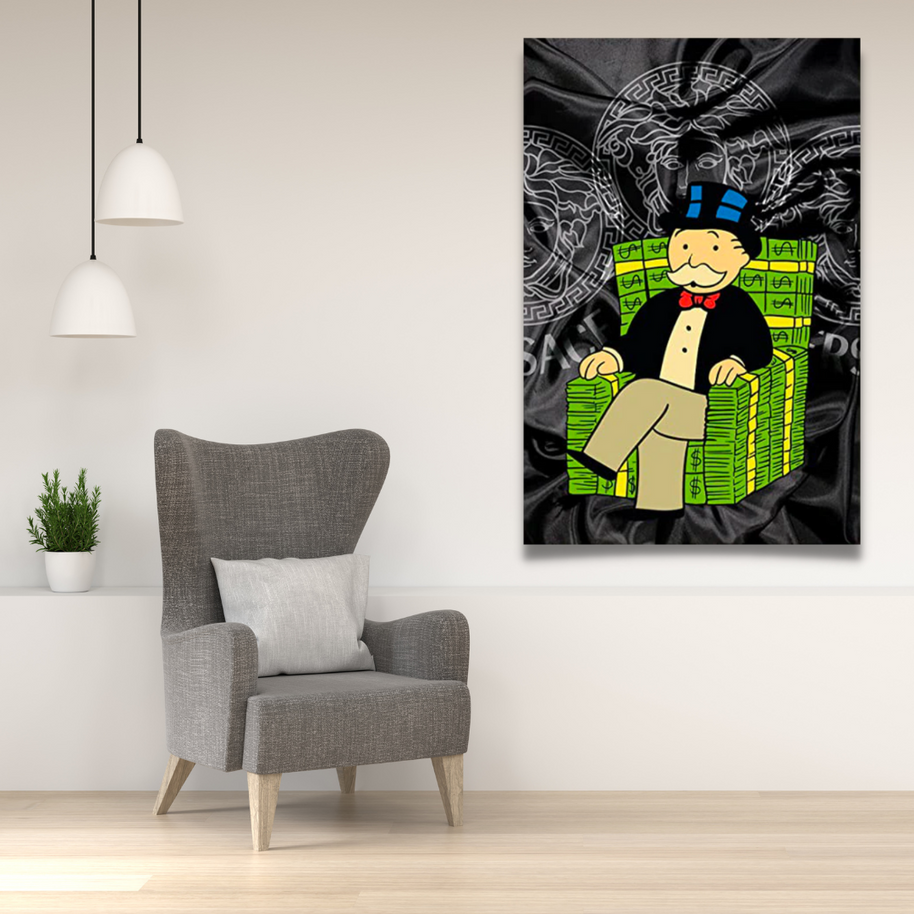 Alec Monopoly Millionaire on Dollars Canvas Wall Art-MinimalisticDecor.com