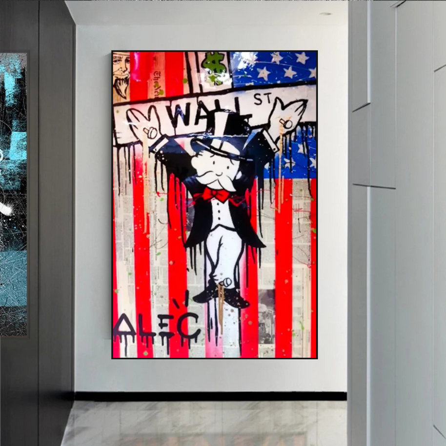 Alec Monopoly Millionaire Wall Street USA Canvas Wall Art-MinimalisticDecor.com
