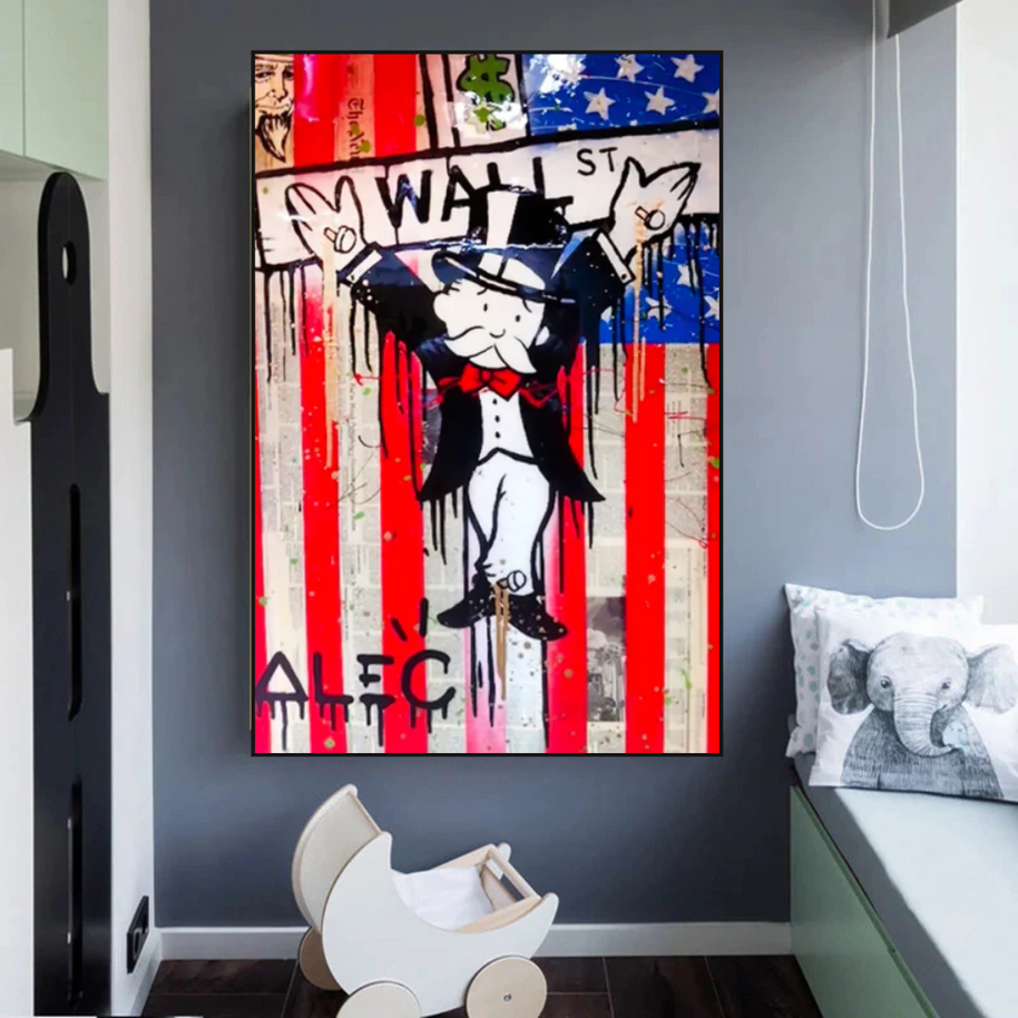 Alec Monopoly Millionaire Wall Street USA Canvas Wall Art-MinimalisticDecor.com