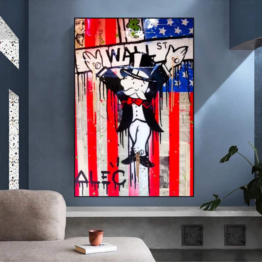 Alec Monopoly Millionaire Wall Street USA Canvas Wall Art-MinimalisticDecor.com