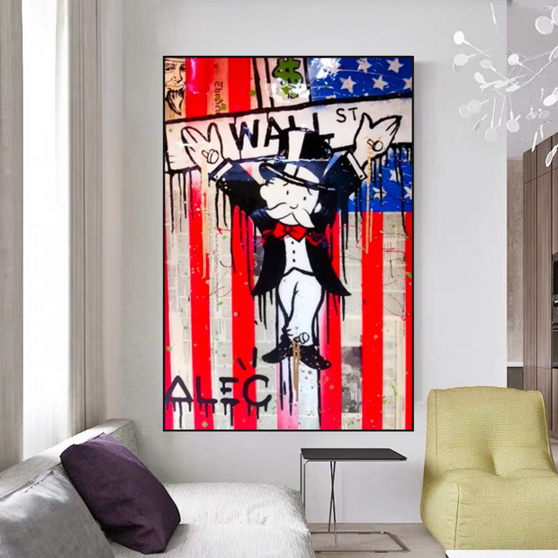 Alec Monopoly Millionaire Wall Street USA Canvas Wall Art-MinimalisticDecor.com