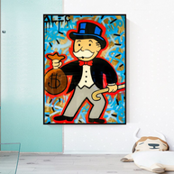 Alec Monopoly Money Bag Canvas Wall Art-MinimalisticDecor.com