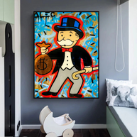Alec Monopoly Money Bag Canvas Wall Art-MinimalisticDecor.com
