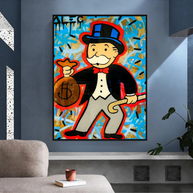 Alec Monopoly Money Bag Canvas Wall Art-MinimalisticDecor.com