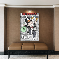 Alec Monopoly Money Bag Prints Newspaper Canvas Wall Art-MinimalisticDecor.com