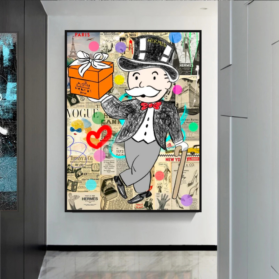 Alec Monopoly Money Gift Prints Newspaper Canvas Wall Art-MinimalisticDecor.com
