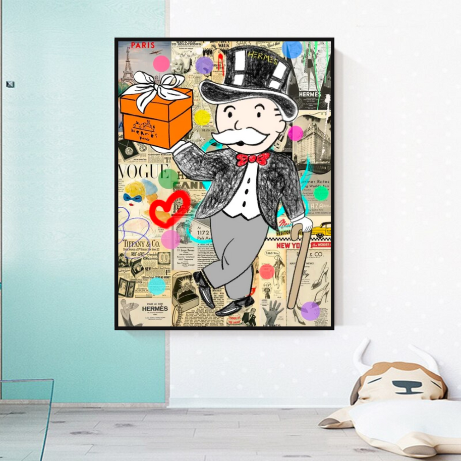 Alec Monopoly Money Gift Prints Newspaper Canvas Wall Art-MinimalisticDecor.com