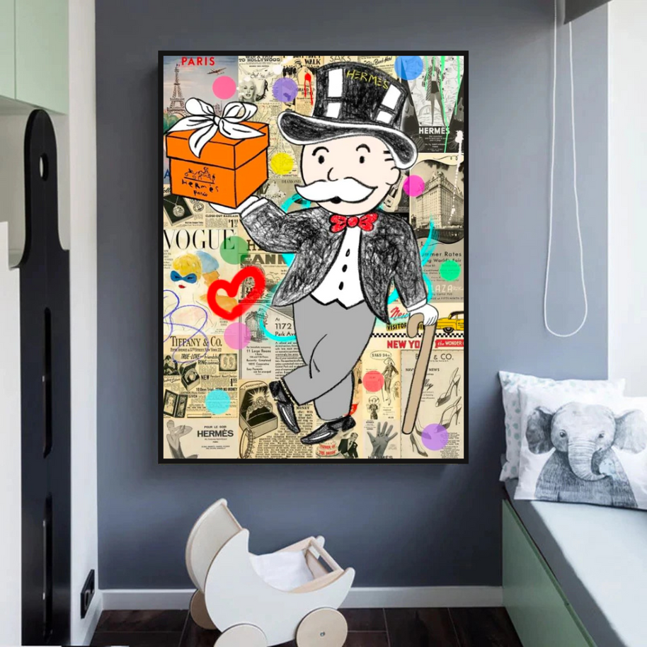 Alec Monopoly Money Gift Prints Newspaper Canvas Wall Art-MinimalisticDecor.com