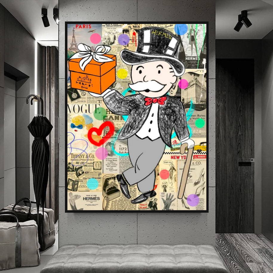 Alec Monopoly Money Gift Prints Newspaper Canvas Wall Art-MinimalisticDecor.com