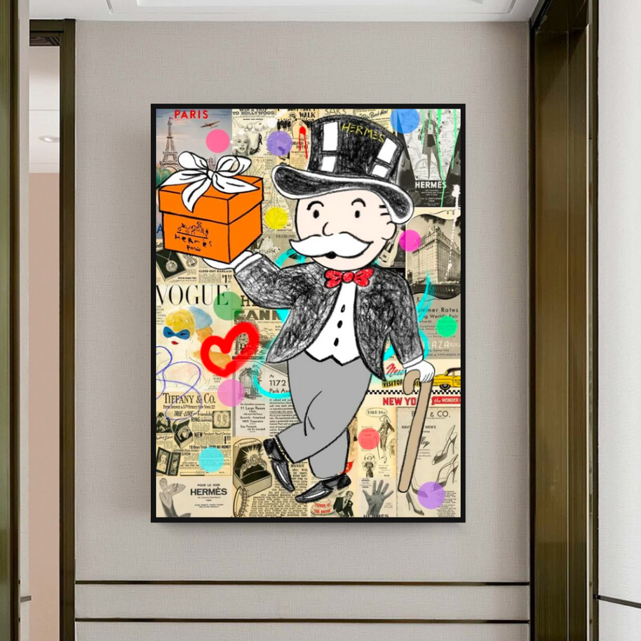 Alec Monopoly Money Gift Prints Newspaper Canvas Wall Art-MinimalisticDecor.com
