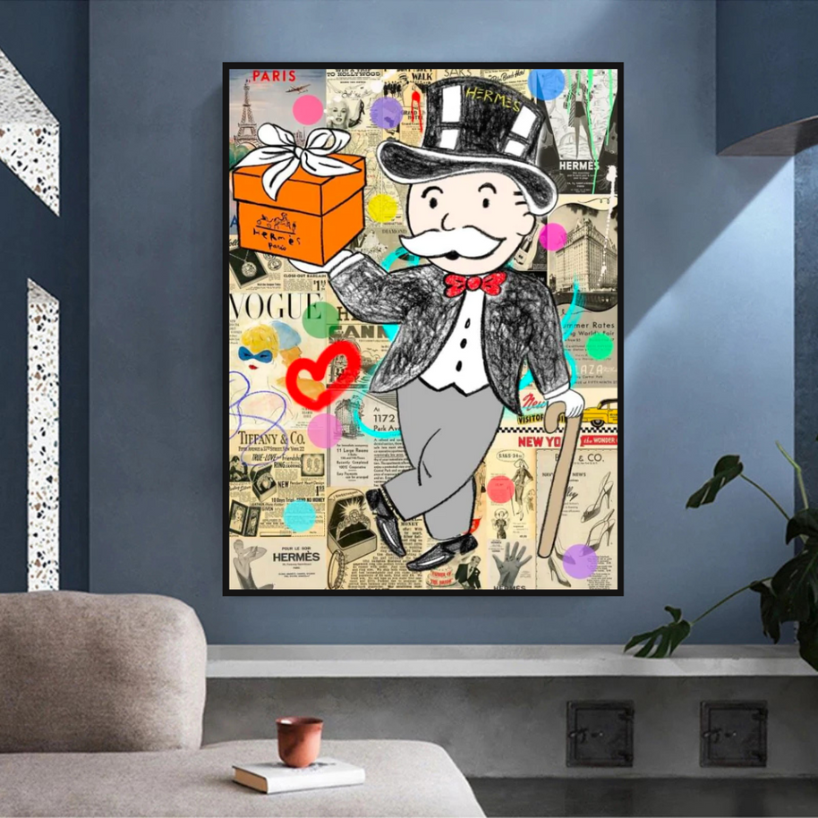 Alec Monopoly Money Gift Prints Newspaper Canvas Wall Art-MinimalisticDecor.com