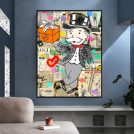 Alec Monopoly Money Gift Prints Newspaper Canvas Wall Art-MinimalisticDecor.com
