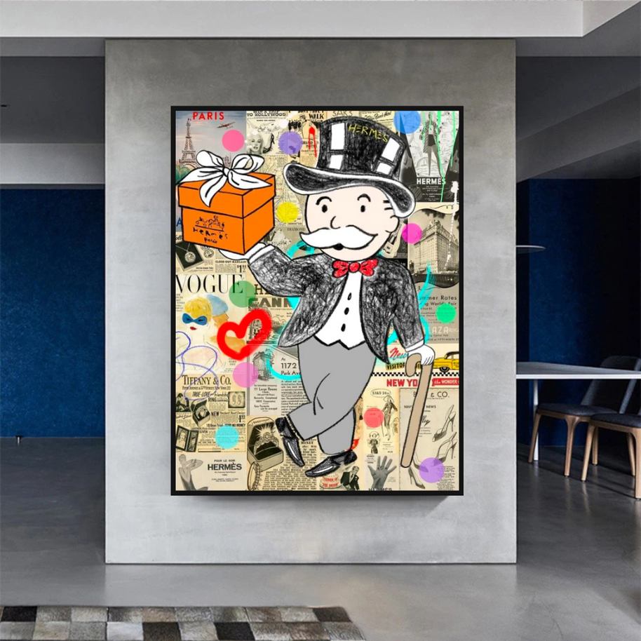 Alec Monopoly Money Gift Prints Newspaper Canvas Wall Art-MinimalisticDecor.com