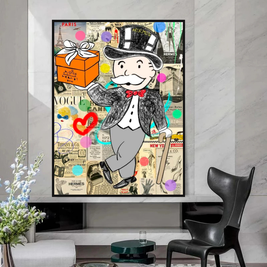 Alec Monopoly Money Gift Prints Newspaper Canvas Wall Art-MinimalisticDecor.com