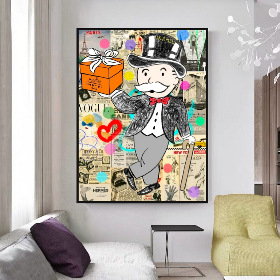 Alec Monopoly Money Gift Prints Newspaper Canvas Wall Art-MinimalisticDecor.com