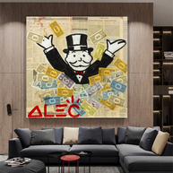 Alec Monopoly Money Man Millionaire Canvas Wall Art-MinimalisticDecor.com