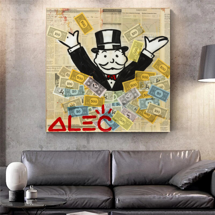 Alec Monopoly Money Man Millionaire Canvas Wall Art-MinimalisticDecor.com