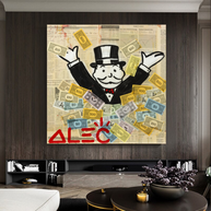 Alec Monopoly Money Man Millionaire Canvas Wall Art-MinimalisticDecor.com