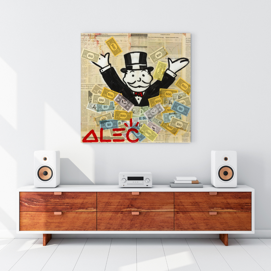 Alec Monopoly Money Man Millionaire Canvas Wall Art-MinimalisticDecor.com