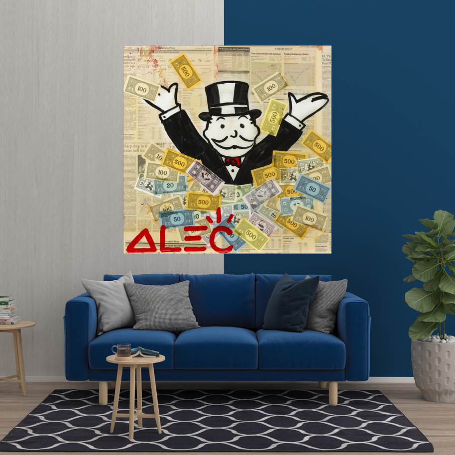 Alec Monopoly Money Man Millionaire Canvas Wall Art-MinimalisticDecor.com
