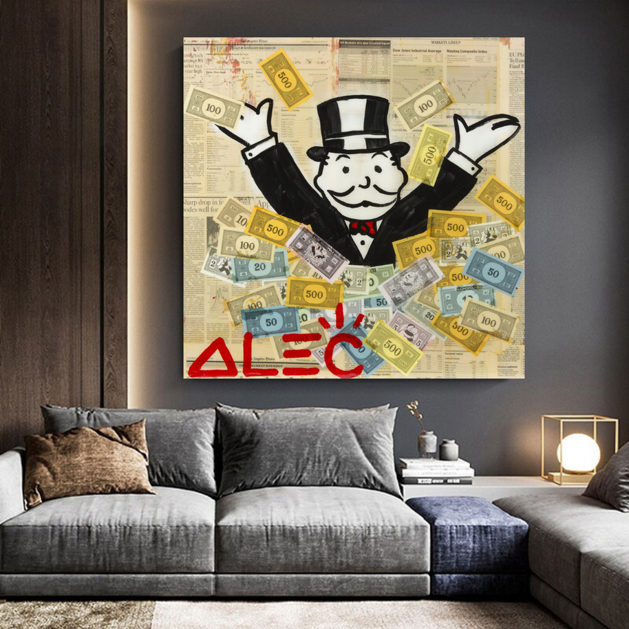 Alec Monopoly Money Man Millionaire Canvas Wall Art-MinimalisticDecor.com