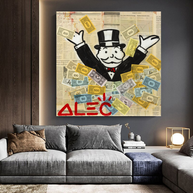 Alec Monopoly Money Man Millionaire Canvas Wall Art-MinimalisticDecor.com