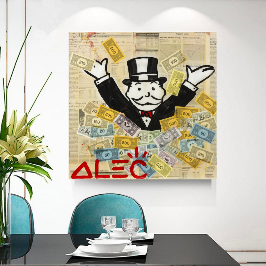 Alec Monopoly Money Man Millionaire Canvas Wall Art-MinimalisticDecor.com