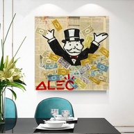 Alec Monopoly Money Man Millionaire Canvas Wall Art-MinimalisticDecor.com