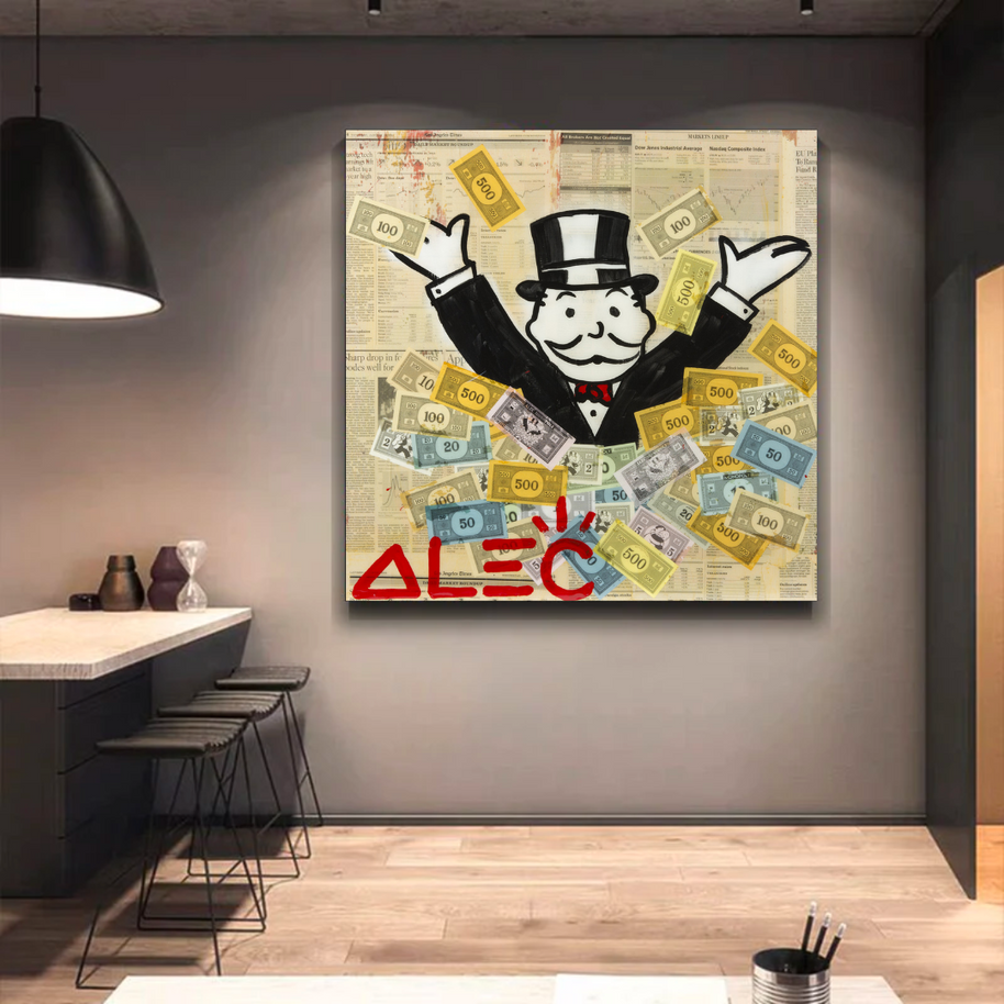 Alec Monopoly Money Man Millionaire Canvas Wall Art-MinimalisticDecor.com