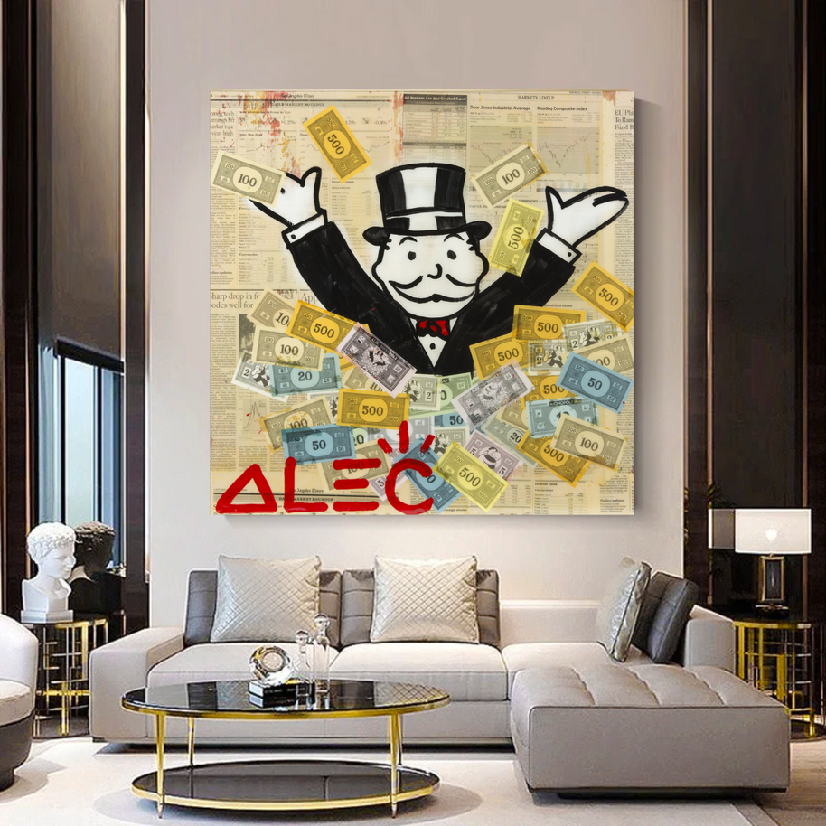 Alec Monopoly Money Man Millionaire Canvas Wall Art-MinimalisticDecor.com
