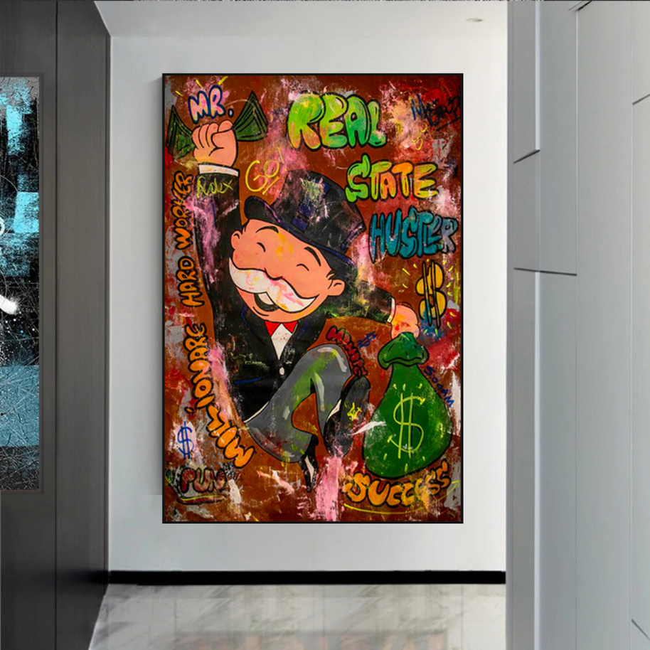 Alec Monopoly Money Man Real Estate Hustler Canvas Wall Art-MinimalisticDecor.com