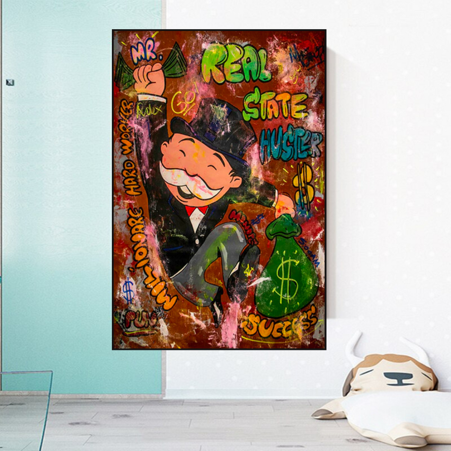 Alec Monopoly Money Man Real Estate Hustler Canvas Wall Art-MinimalisticDecor.com