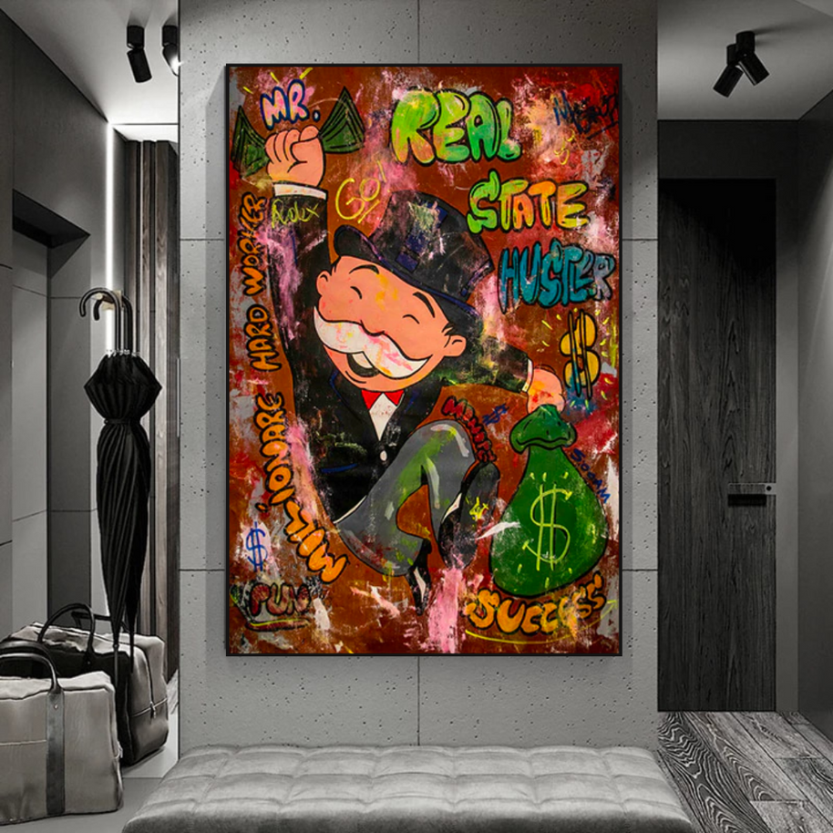 Alec Monopoly Money Man Real Estate Hustler Canvas Wall Art-MinimalisticDecor.com