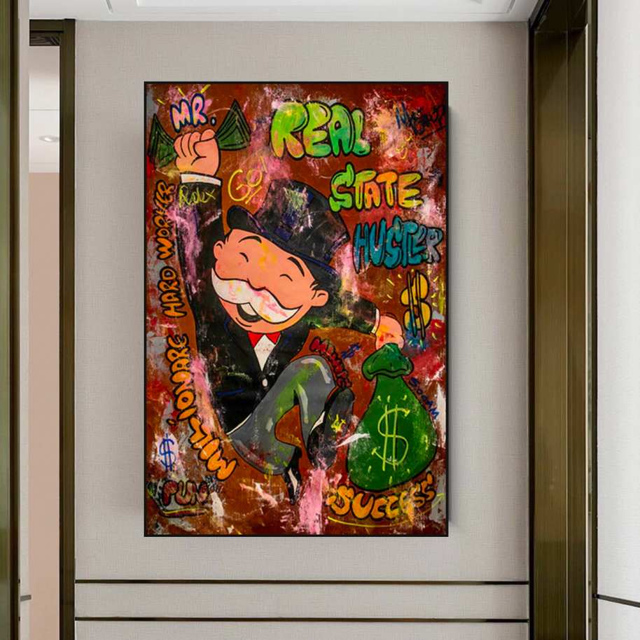 Alec Monopoly Money Man Real Estate Hustler Canvas Wall Art-MinimalisticDecor.com