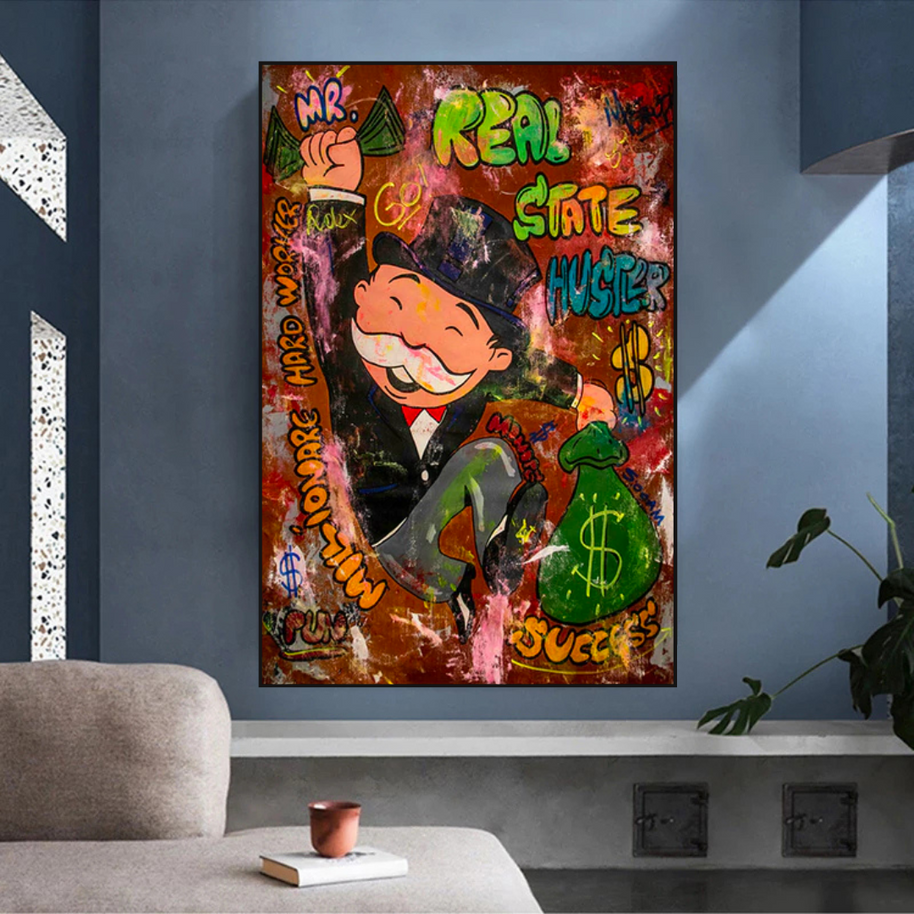 Alec Monopoly Money Man Real Estate Hustler Canvas Wall Art-MinimalisticDecor.com