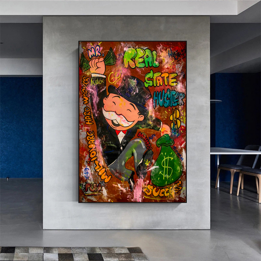 Alec Monopoly Money Man Real Estate Hustler Canvas Wall Art-MinimalisticDecor.com