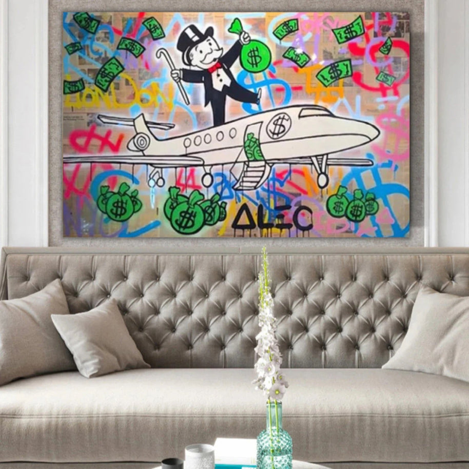 Alec Monopoly Private Jet Canvas Wall Art-MinimalisticDecor.com